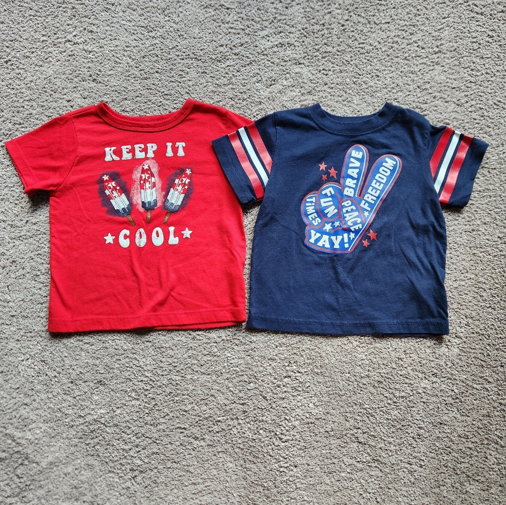 Patriotic Holiday Tee Shirt Bundle, size 2T USA July 4th Labor Day America